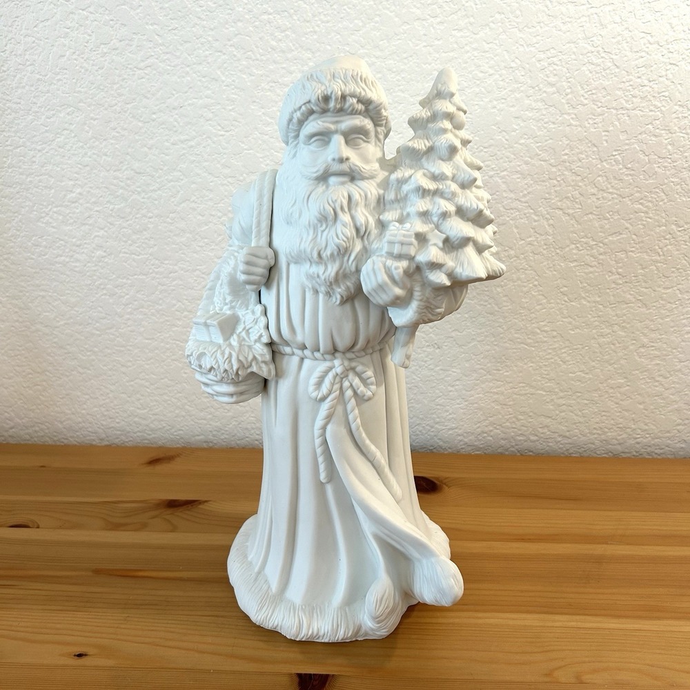 Dept 56 Winter Silhouette Old World Santa Figurine 14" tall White Porcelain